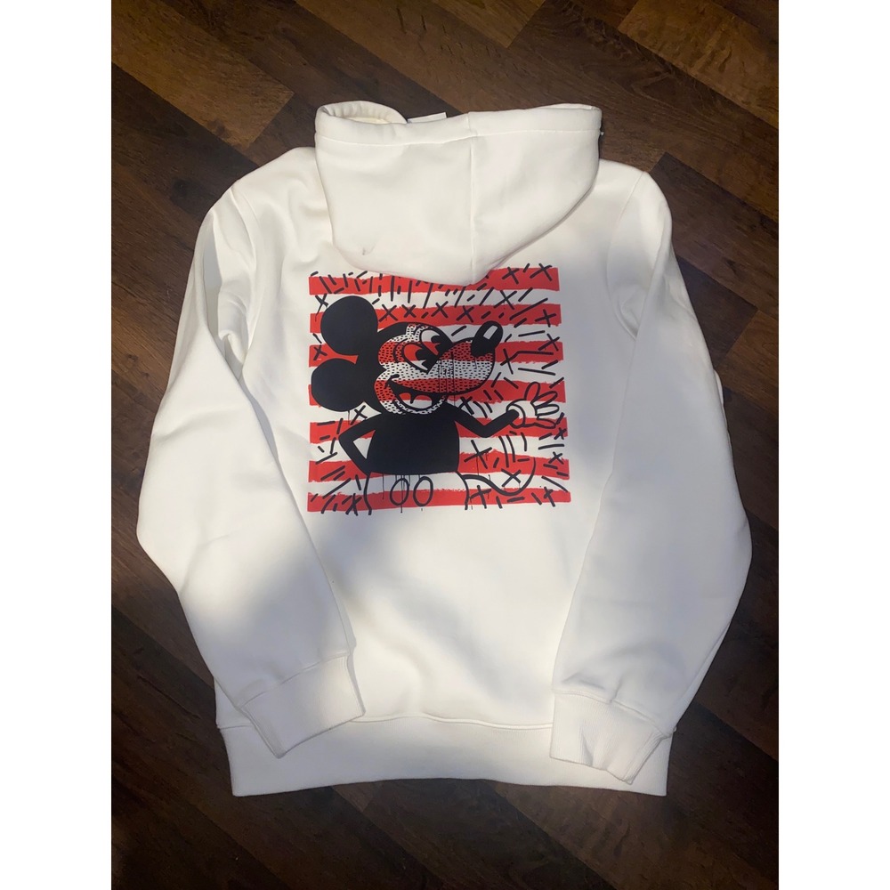 Disney Mickey Mouse X Keith Herring Hoodie Pullover White Men's XS Japan US 1983